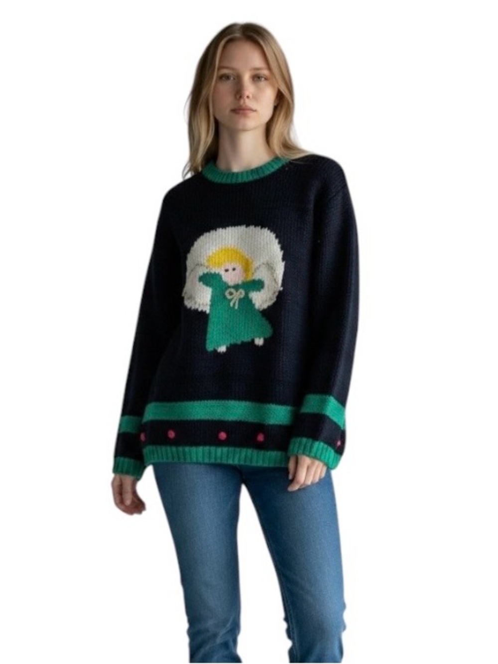 Vintage Christmas Knit sweater size Medium 100% Acrylic